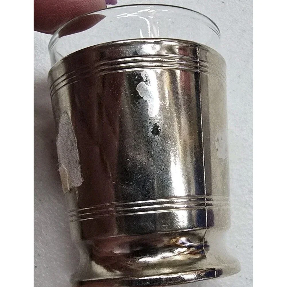 Vintage 2-Germany Shot Glasses Metal Overlay With German Eagle Flag Emblem